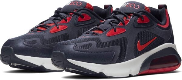 a pair of black and red sneakers
