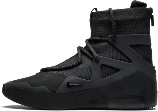 a black sneaker with a white background