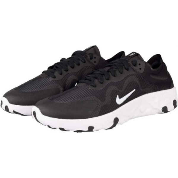 a pair of black and white sneakers