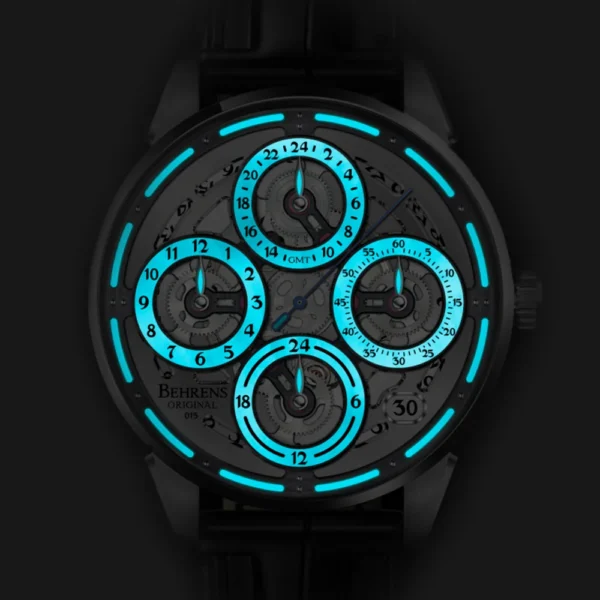 Reloj Behrens Navigraph Bhr015 42mm Automatico Full Set Nuevo Negro Gris Gris - Image 2