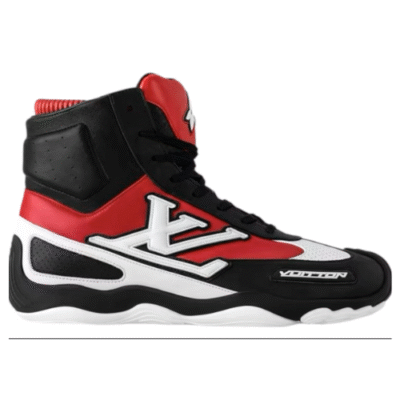 Louis Vuitton Black Red Louis Vuitton LV Foot print Racing High Top