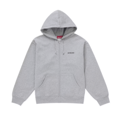Supreme IDGAF Zip Up Hooded Sweatshirt/Heather Grey