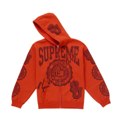 Supreme Knowledge Reigns Zip Up Hooded Sweatshirt/Red